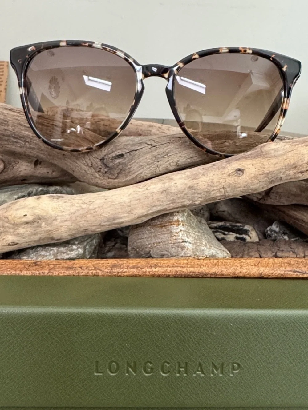 Longchamp Tortoiseshell Cat-Eye Sunglasses with Brown Gradient Lenses